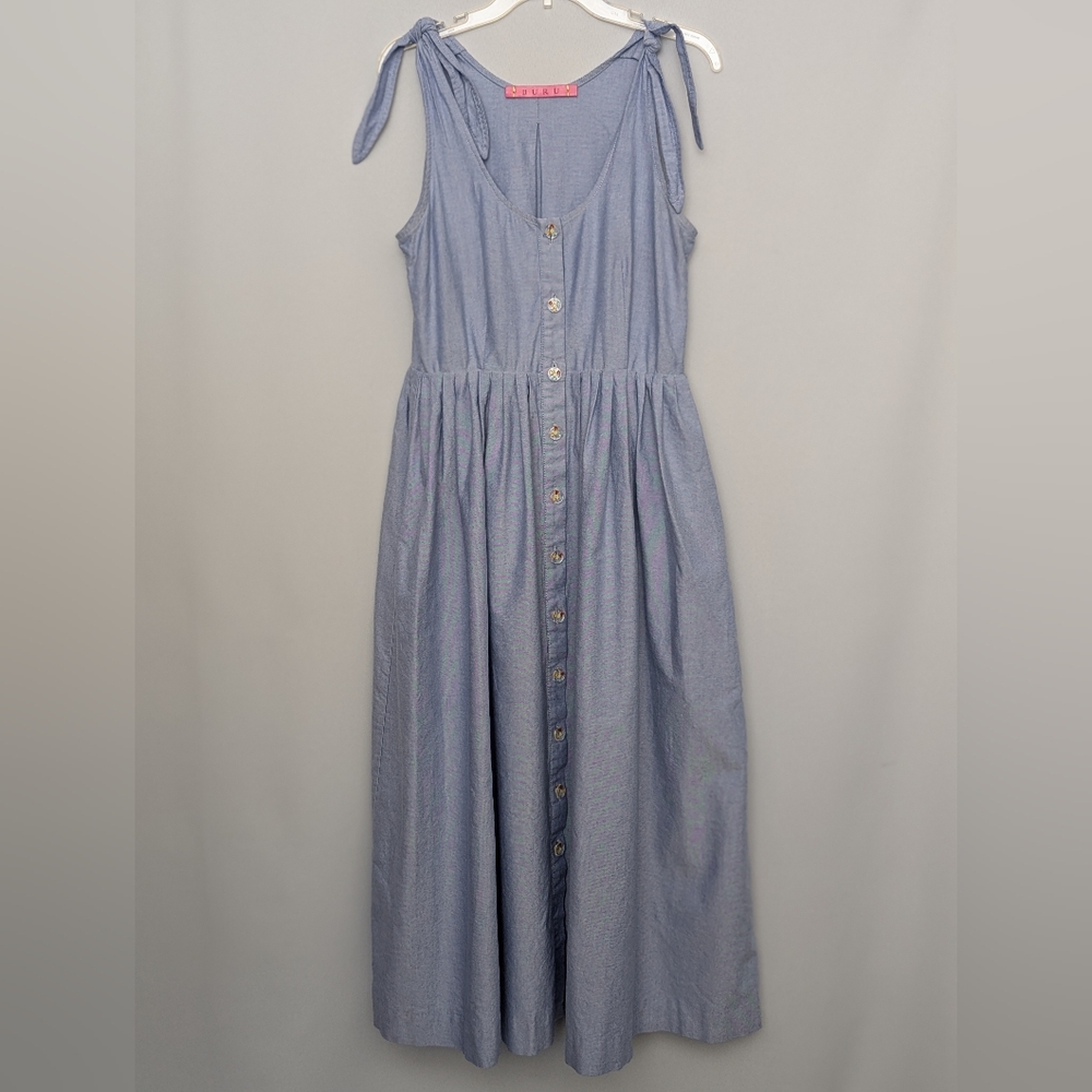 BURU Blue Sleeveless Button-Down Dress Size Medium